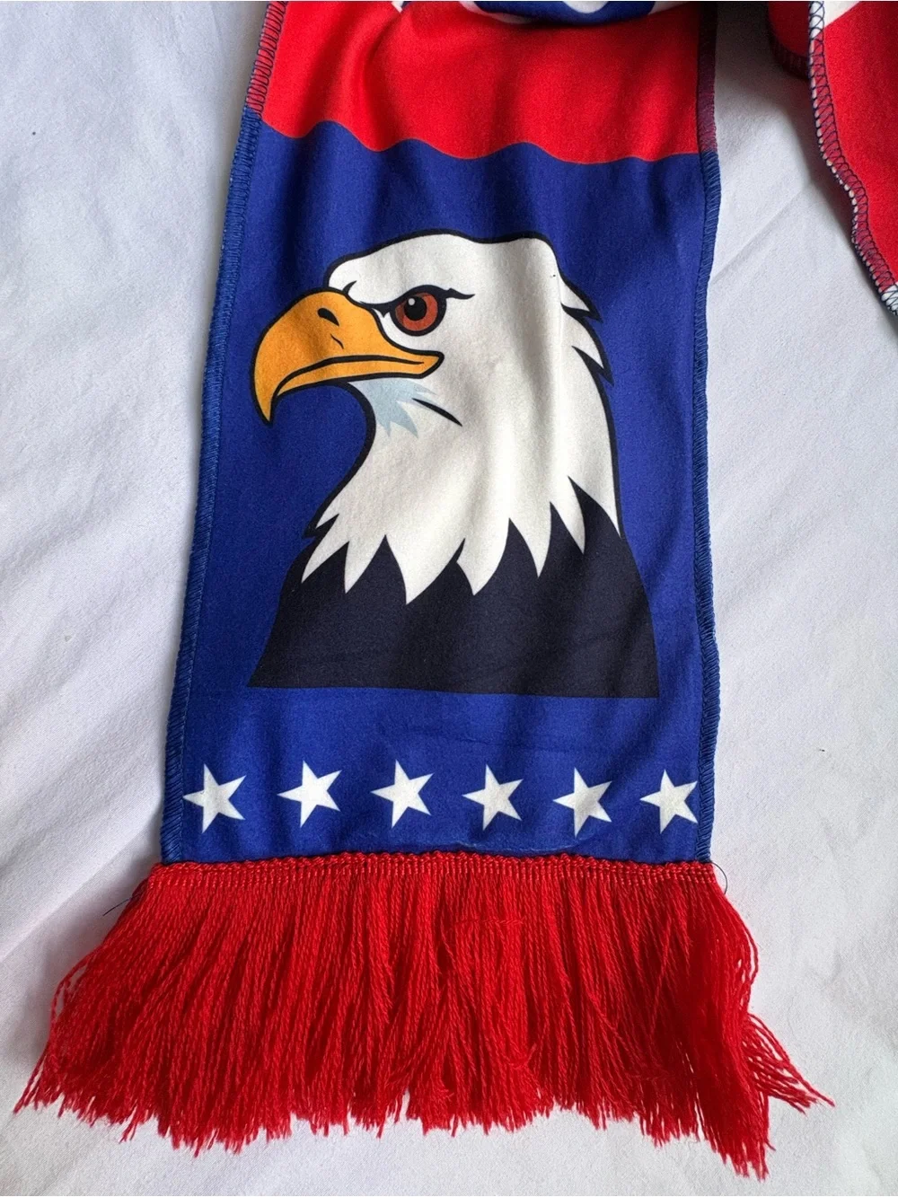 USA Goals Eagle Soccer Scarf Red White Blue